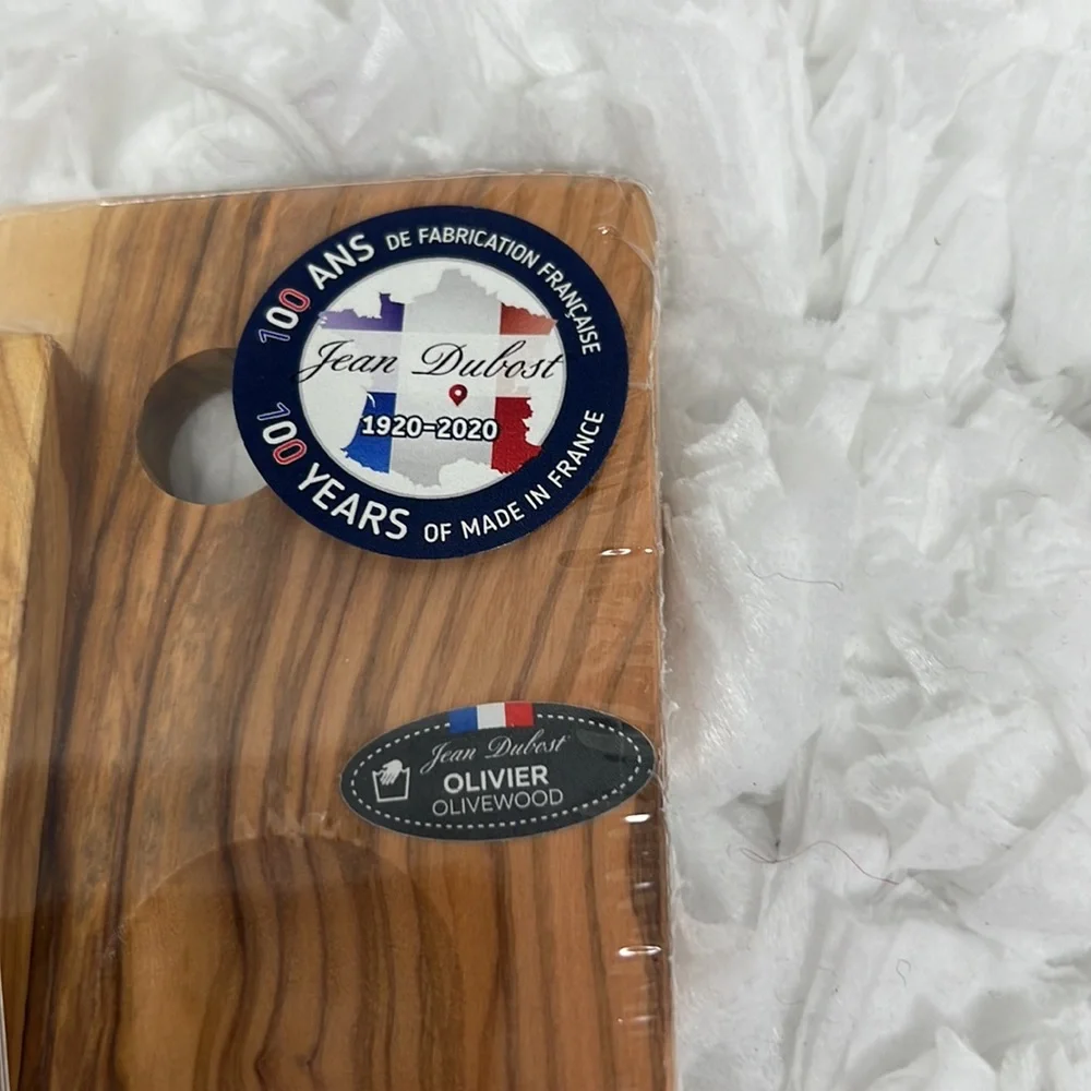 Jean Dubost Baguette/Salami Board & Knife, Stainless Steel Blades, Olive Wood